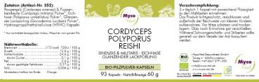 Preview: CORDYCEPS-POLYPORUS-REISHI Bio-Pilzpulver-Kapseln (352)
