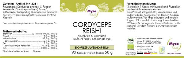 CORDYCEPS-REISHI Bio-Pilzpulver-Kapseln (Mischung 335)