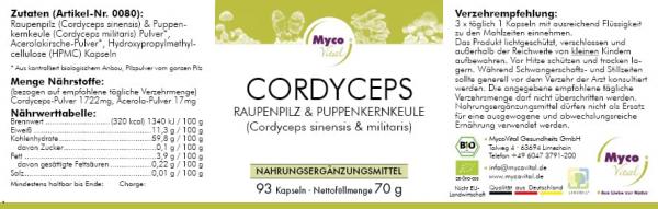 CORDYCEPS Bio-Vitalpilzpulver-Kapseln